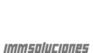 Logotipo de IMM Soluciones en blanco con subtitulo en girs